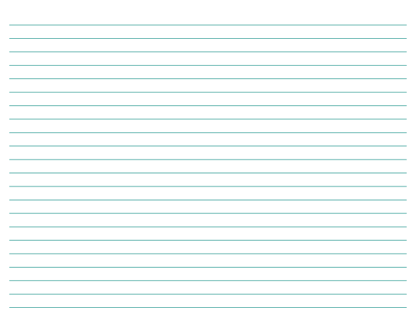 Landscape Teal Lined Paper Wide Ruled: Letter-sized paper (8.5 x 11)