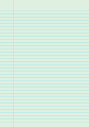 Mint Green College Ruled Notebook Paper - A4