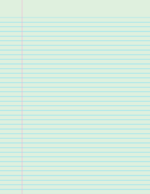 Mint Green Narrow Ruled Notebook Paper - Letter