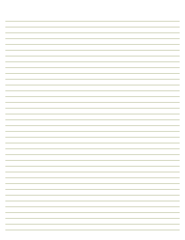Olive Green Lined Paper Narrow Ruled: Letter-sized paper (8.5 x 11)
