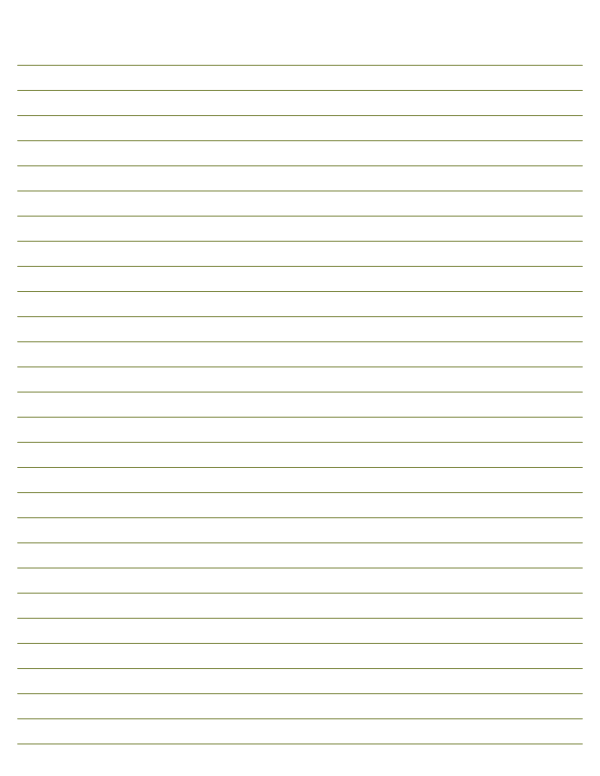 Olive Green Lined Paper Wide Ruled: Letter-sized paper (8.5 x 11)