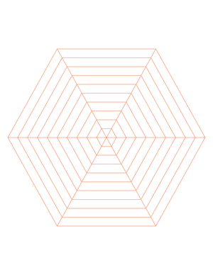 Orange Concentric Hexagon Graph Paper  - Letter