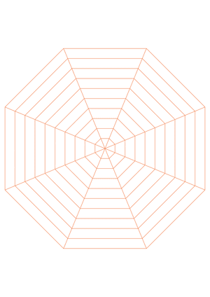 Orange Concentric Octagon Graph Paper  - A4