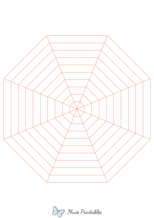 Orange Concentric Octagon Graph Paper : A4-sized paper (8.27 x 11.69)