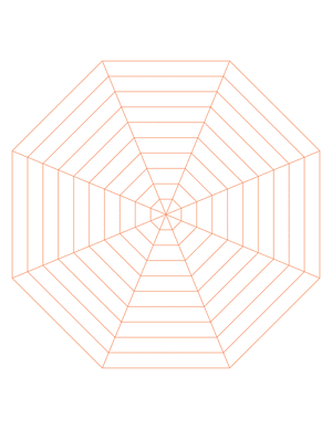 Orange Concentric Octagon Graph Paper  - Letter
