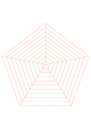 Orange Concentric Pentagon Graph Paper  - A4