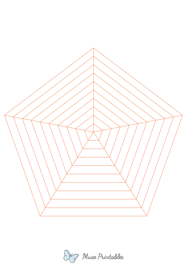 Orange Concentric Pentagon Graph Paper : A4-sized paper (8.27 x 11.69)