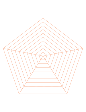Orange Concentric Pentagon Graph Paper  - Letter