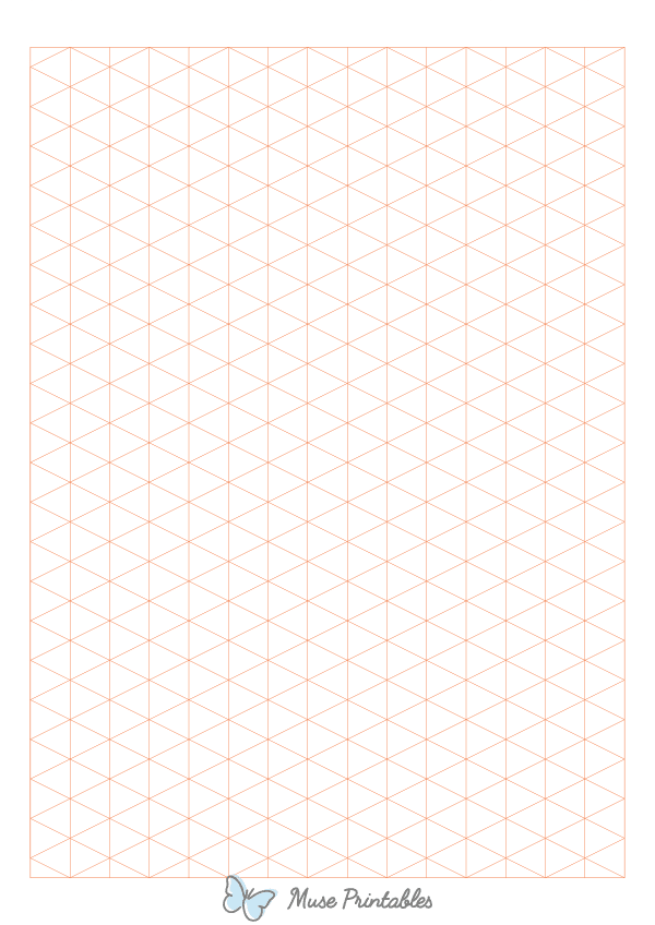 Orange Isometric Graph Paper : A4-sized paper (8.27 x 11.69)
