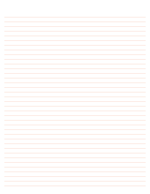 Peach Lined Paper Narrow Ruled: Letter-sized paper (8.5 x 11)