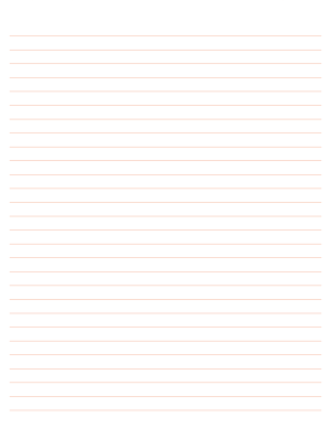 Peach Lined Paper Wide Ruled - Letter