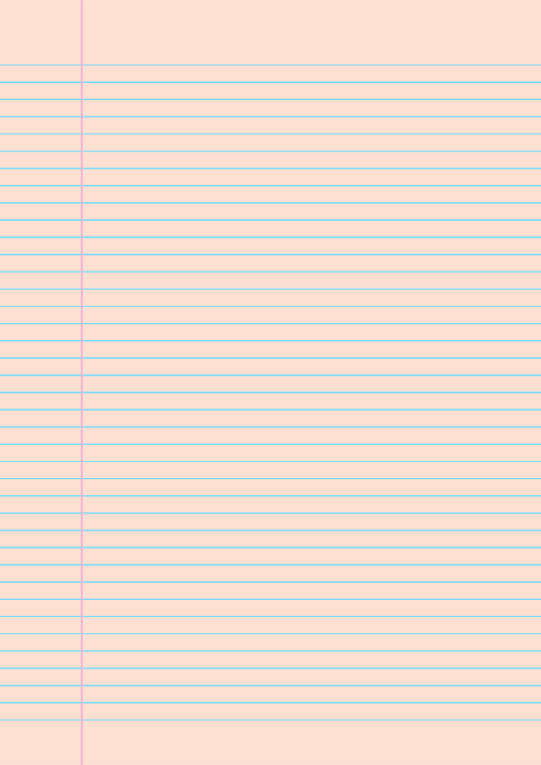Peach Narrow Ruled Notebook Paper: A4-sized paper (8.27 x 11.69)