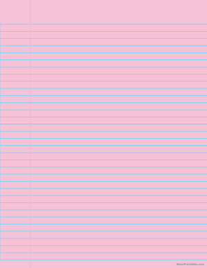 Pink College Ruled Notebook Paper - Letter