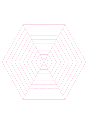 Pink Concentric Hexagon Graph Paper  - A4
