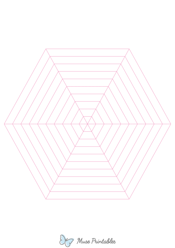 Pink Concentric Hexagon Graph Paper : A4-sized paper (8.27 x 11.69)