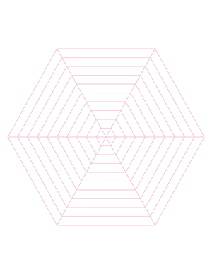 Pink Concentric Hexagon Graph Paper  - Letter