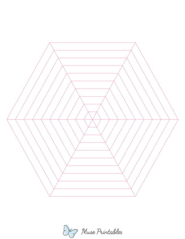 Pink Concentric Hexagon Graph Paper : Letter-sized paper (8.5 x 11)