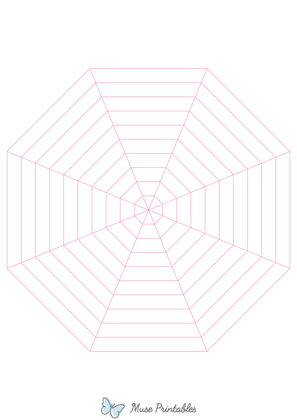 Pink Concentric Octagon Graph Paper : A4-sized paper (8.27 x 11.69)