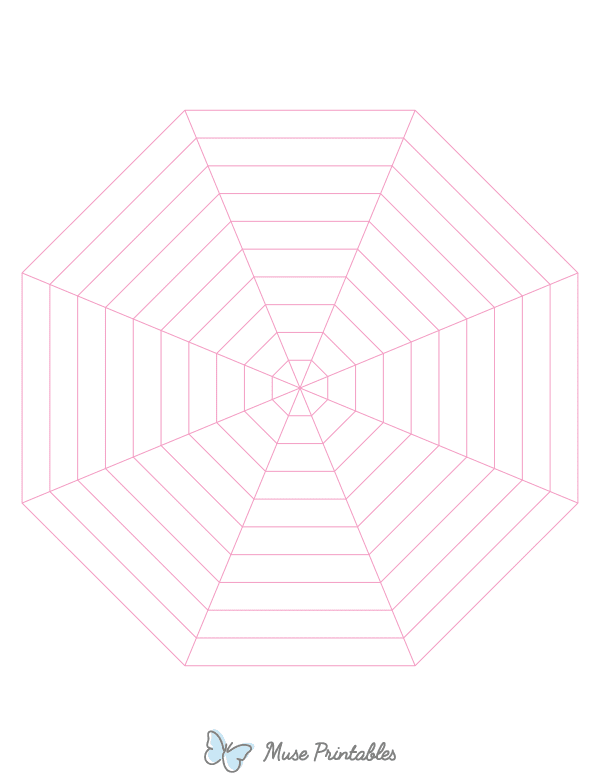 Pink Concentric Octagon Graph Paper : Letter-sized paper (8.5 x 11)