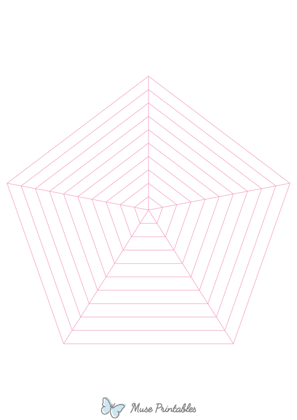 Pink Concentric Pentagon Graph Paper : A4-sized paper (8.27 x 11.69)