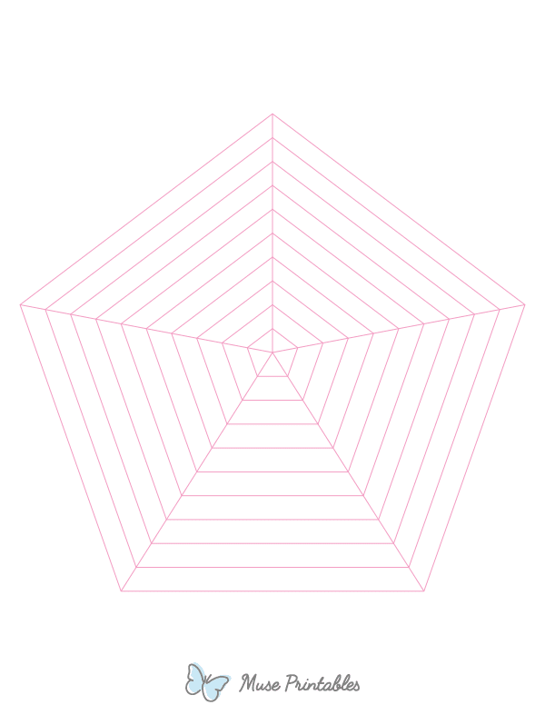 Pink Concentric Pentagon Graph Paper : Letter-sized paper (8.5 x 11)