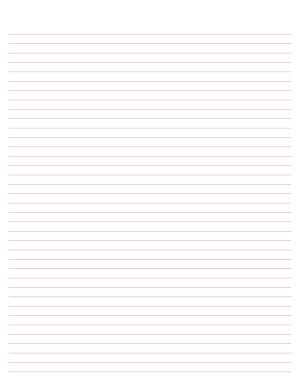Pink Lined Paper Narrow Ruled - Letter