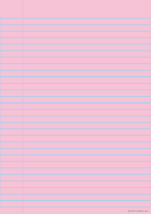 Pink Wide Ruled Notebook Paper - A4