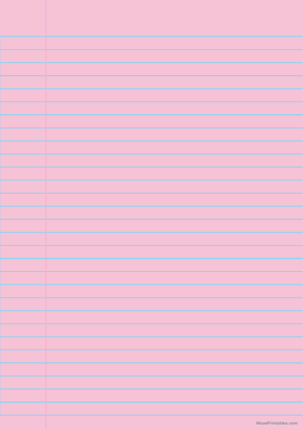 Printable Pink Wide Ruled Notebook Paper for A4 Paper
