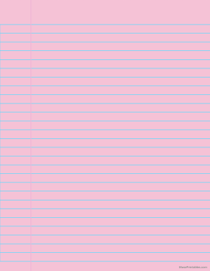 Pink Wide Ruled Notebook Paper - Letter
