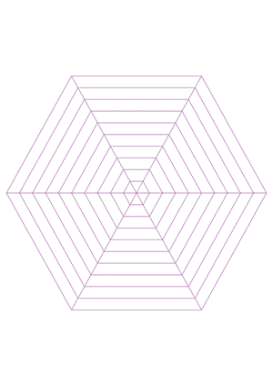Purple Concentric Hexagon Graph Paper  - A4
