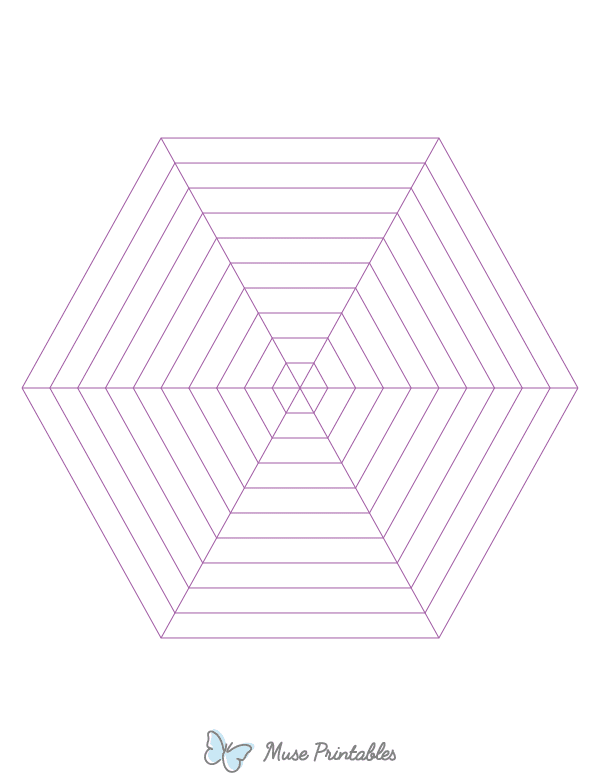 Purple Concentric Hexagon Graph Paper : Letter-sized paper (8.5 x 11)