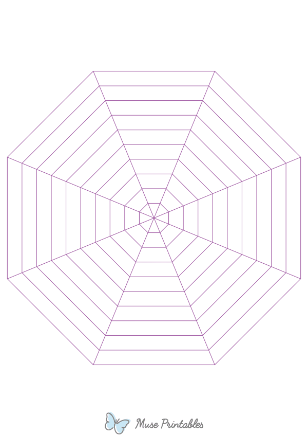 Purple Concentric Octagon Graph Paper : A4-sized paper (8.27 x 11.69)