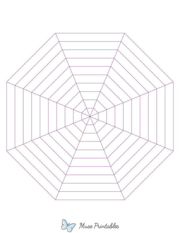 Purple Concentric Octagon Graph Paper : Letter-sized paper (8.5 x 11)