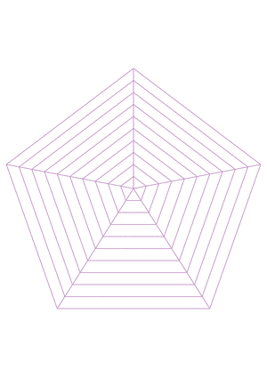 Purple Concentric Pentagon Graph Paper  - A4