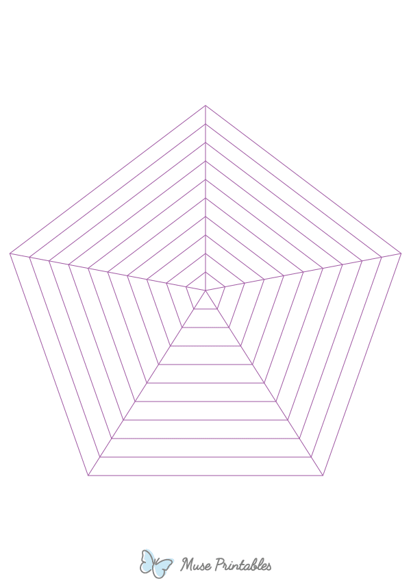 Purple Concentric Pentagon Graph Paper : A4-sized paper (8.27 x 11.69)