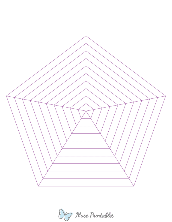 Purple Concentric Pentagon Graph Paper : Letter-sized paper (8.5 x 11)