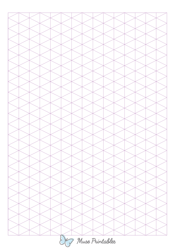 Purple Isometric Graph Paper : A4-sized paper (8.27 x 11.69)