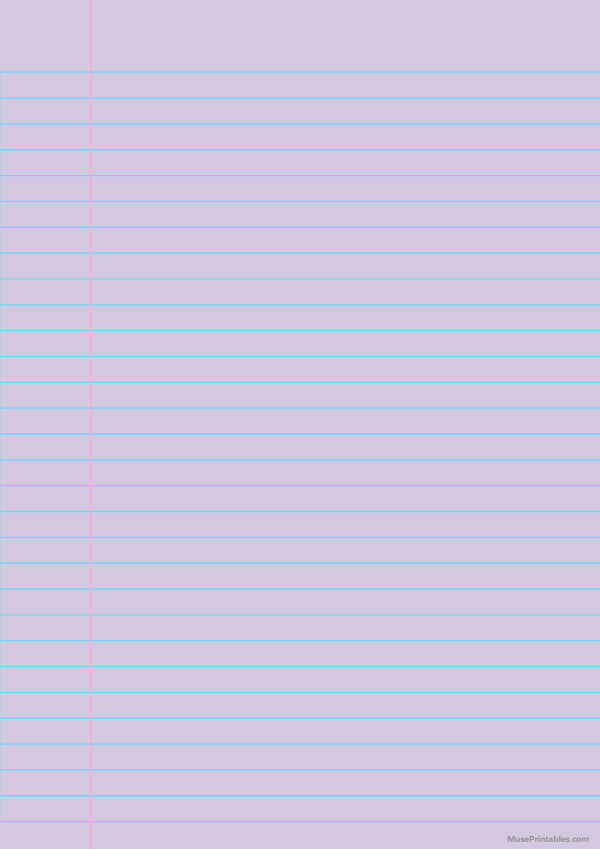 Purple Wide Ruled Notebook Paper: A4-sized paper (8.27 x 11.69)