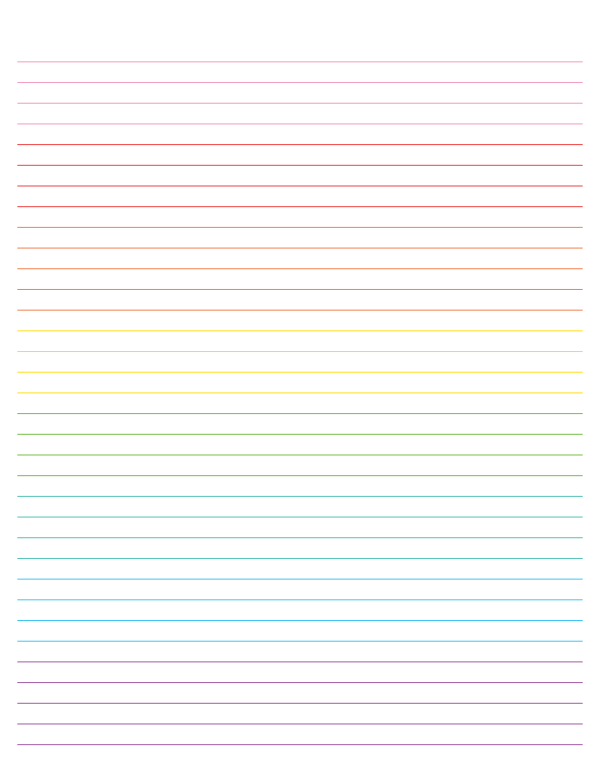 Rainbow Lined Paper College Ruled: Letter-sized paper (8.5 x 11)