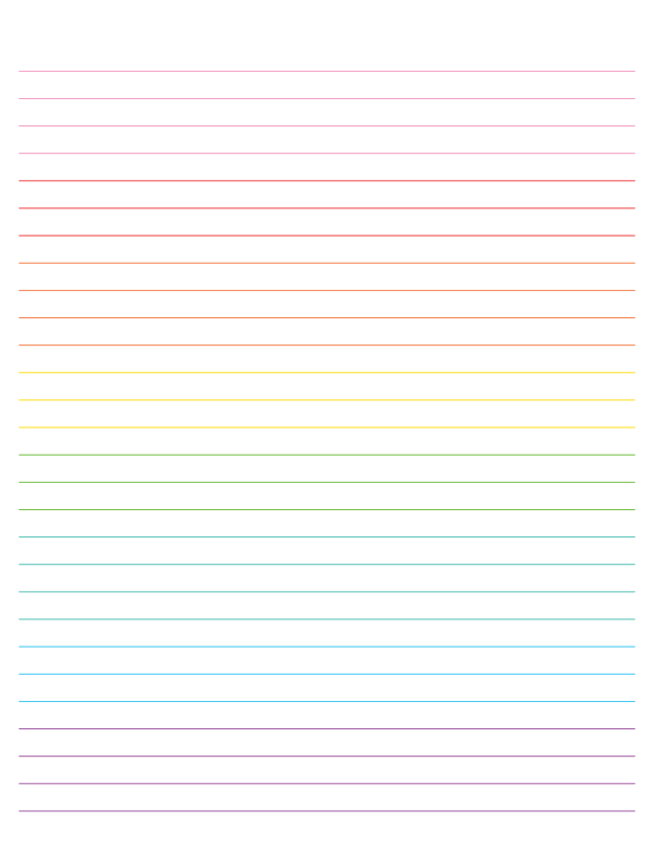 Rainbow Lined Paper Wide Ruled: Letter-sized paper (8.5 x 11)