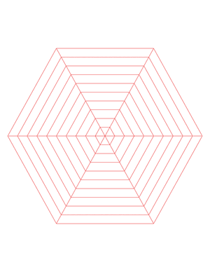 Red Concentric Hexagon Graph Paper  - Letter