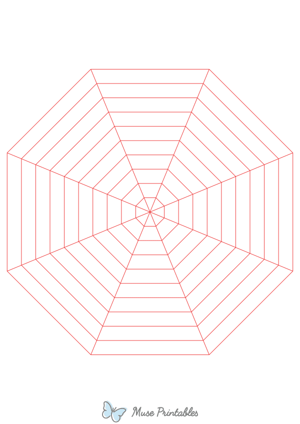 Red Concentric Octagon Graph Paper : A4-sized paper (8.27 x 11.69)