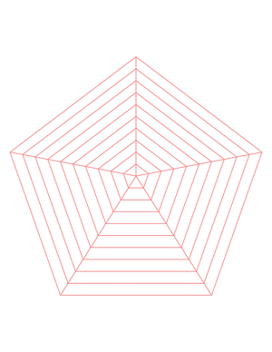 Red Concentric Pentagon Graph Paper  - Letter