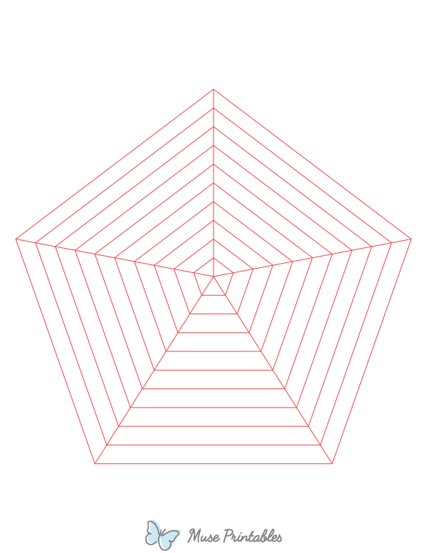 Red Concentric Pentagon Graph Paper : Letter-sized paper (8.5 x 11)