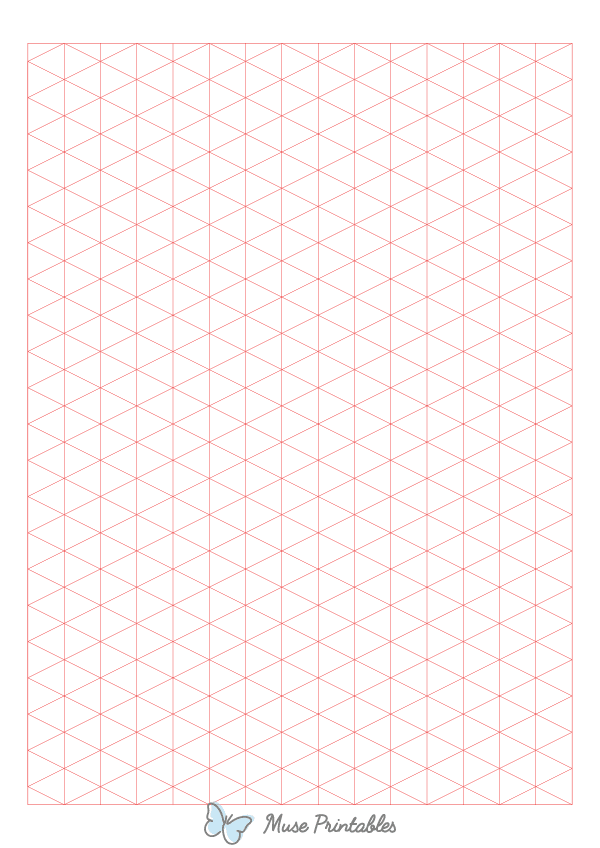 Red Isometric Graph Paper : A4-sized paper (8.27 x 11.69)