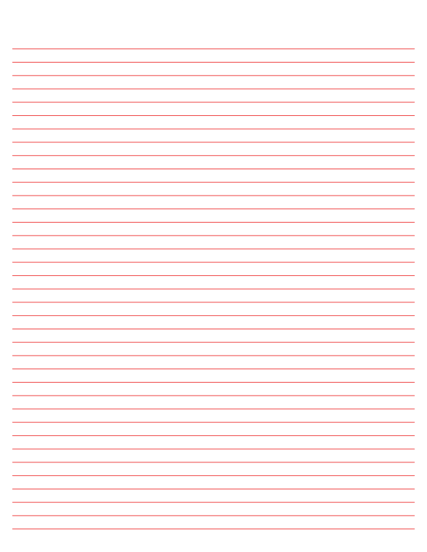 Red Lined Paper Narrow Ruled: Letter-sized paper (8.5 x 11)