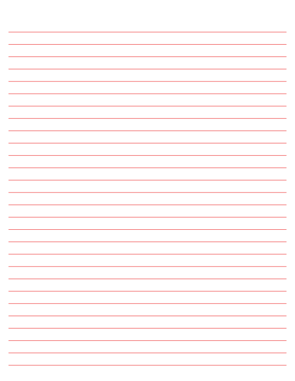Red Lined Paper Wide Ruled: Letter-sized paper (8.5 x 11)