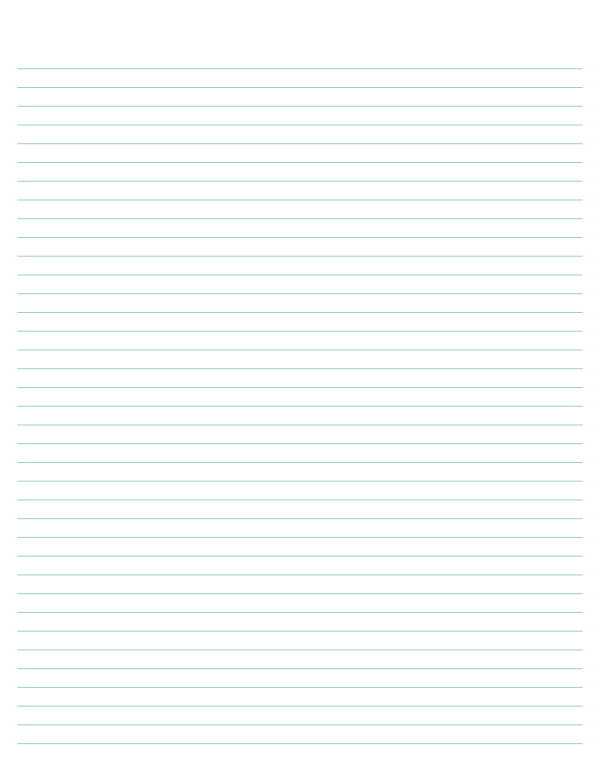 Seafoam Green Lined Paper Narrow Ruled: Letter-sized paper (8.5 x 11)
