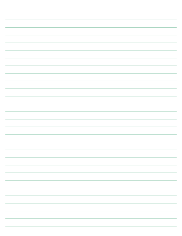 Seafoam Green Lined Paper Wide Ruled: Letter-sized paper (8.5 x 11)