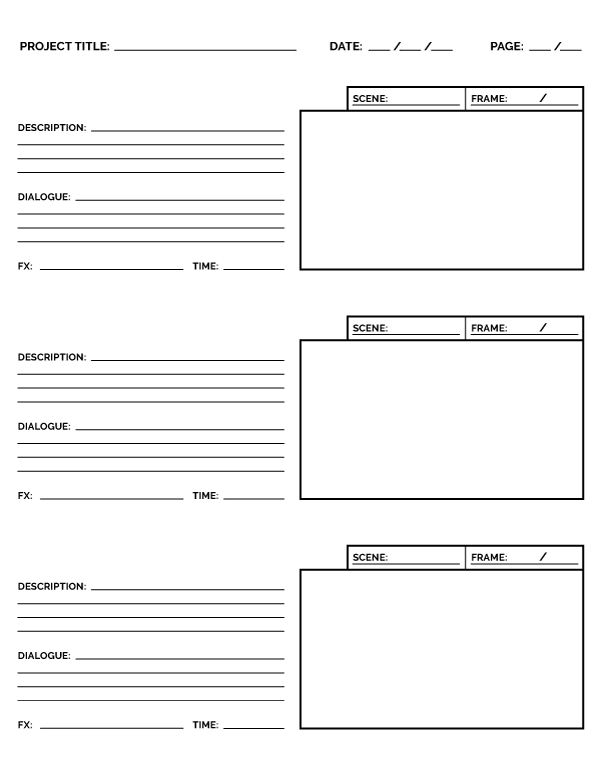 Storyboard Paper: Letter-sized paper (8.5 x 11)